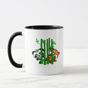 Niedlich Kawaii Baby Panda und Red Panda Bamboo Pe Tasse