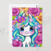 Niedlich Kawaii Baby Pony Postkarte (Vorne/Hinten)