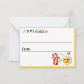 Niedlich Kawaii Bacon und Eier Mitteilungskarte (Rückseite)