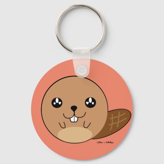 Niedlich Kawaii Beaver Animal Schlüsselanhänger (Vorderseite)