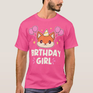 Niedlich Kawaii Birthday Girl Fox T-Shirt