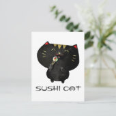 Niedlich Kawaii Black Sushi Cat Postkarte (Stehend Vorderseite)