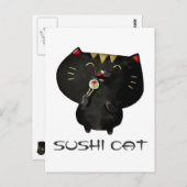 Niedlich Kawaii Black Sushi Cat Postkarte (Vorne/Hinten)