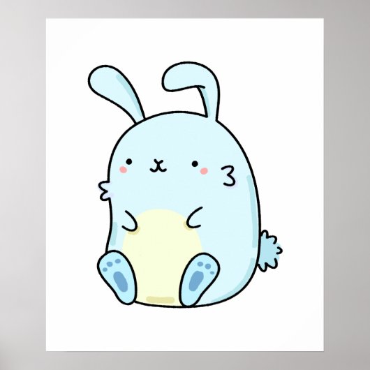 Niedlich Kawaii Blue Bunny Poster (Vorne)