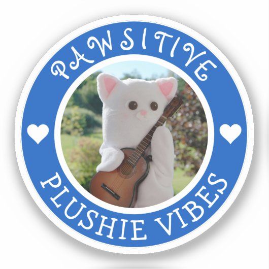 Niedlich Kawaii Blue Pawsitive Plushie Vibes Foto Aufkleber (Vorderseite)
