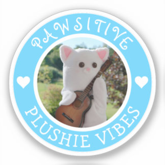 Niedlich Kawaii Blue Pawsitive Plushie Vibes Foto Aufkleber