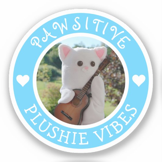 Niedlich Kawaii Blue Pawsitive Plushie Vibes Foto Aufkleber (Vorderseite)