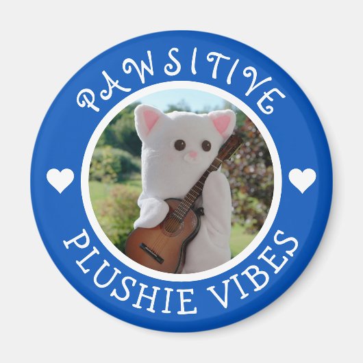 Niedlich Kawaii Blue Pawsitive Plushie Vibes Foto Magnet (Vorne)