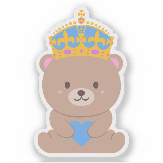 Niedlich Kawaii Blue Pink Royal Prince Bear Aufkleber (Vorderseite)
