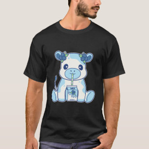 Niedlich Kawaii Blueberry Milk Cow T-Shirt