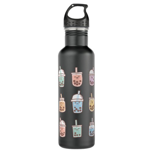 Niedlich Kawaii Boba Anime Bubble Tee Pastel Edelstahlflasche (Vorderseite)