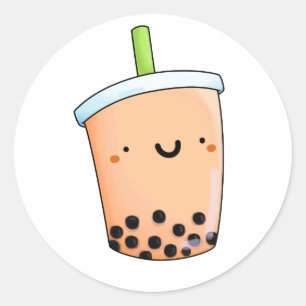 Niedlich Kawaii Boba Tea Runder Aufkleber