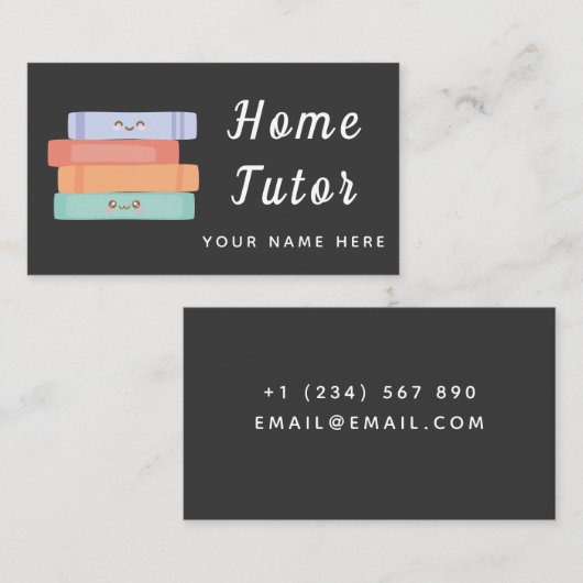 Niedlich Kawaii Books Zuhause Tutor Lehrer Einfach Visitenkarte (Vorne/Hinten)