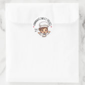 Niedlich Kawaii Brown-Hair Baker Danke Runder Aufkleber (Tasche)