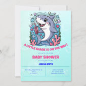 Niedlich Kawaii Bubble Tea Shark Baby Dusche Einladung (Vorderseite)