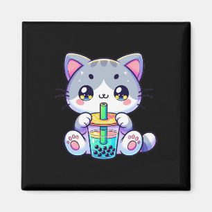 Niedlich Kawaii Bubble Teekatze Japanisch Kitten A Magnet