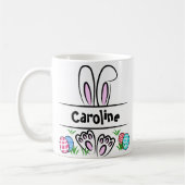 Niedlich Kawaii Bunny Face Individuelle Name Oster Kaffeetasse (Links)