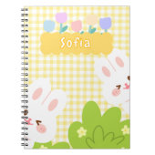 Niedlich Kawaii Bunny Pastel Frühlingsblumen Notizblock (Vorderseite)