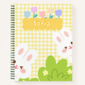 Niedlich Kawaii Bunny Pastel Frühlingsblumen Notizblock (Vorderseite)