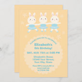 Niedlich Kawaii Bunny Rabbit Ballerina Girl Geburt Einladung (Vorne/Hinten)