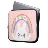 Niedlich Kawaii Bunny und Rainbow Personalisiert Laptopschutzhülle (Vorderseite Links)