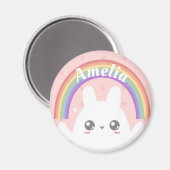 Niedlich Kawaii Bunny und Rainbow Personalisiert Magnet (Vorderseite/Rückseite)
