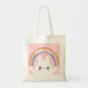 Niedlich Kawaii Bunny und Rainbow Personalisiert Tragetasche