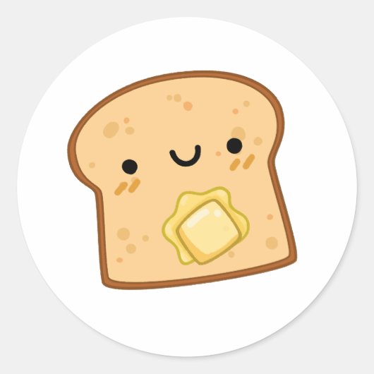 Niedlich Kawaii Butter Toast Runder Aufkleber (Vorderseite)