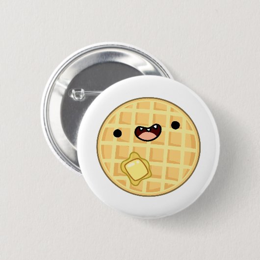 Niedlich Kawaii Butter Waffle Button (Vorne & Hinten)