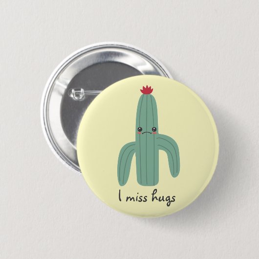 Niedlich Kawaii Cactus Misses Hugs Button (Vorne & Hinten)