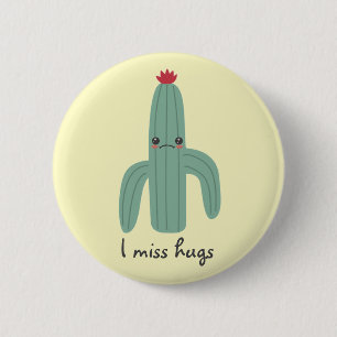 Niedlich Kawaii Cactus Misses Hugs Button