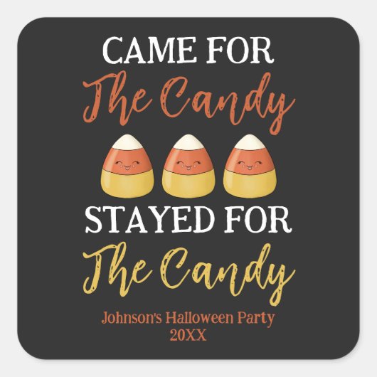 Niedlich Kawaii Candy Mais Halloween KostümParty Quadratischer Aufkleber (Vorderseite)