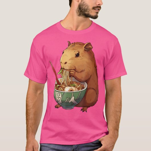 Niedlich Kawaii Capybara Essen Japanisch Ramen Noo T-Shirt (Vorderseite)