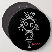 Niedlich Kawaii Cartoon Girl Button (Vorne & Hinten)