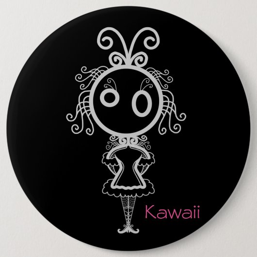 Niedlich Kawaii Cartoon Girl Button (Vorderseite)