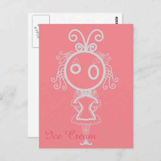 Niedlich Kawaii Cartoon Girl Postkarte (Vorne/Hinten)