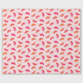 Niedlich Kawaii Cartoon Shrimp & Hearts Geschenkpapier (Flach)