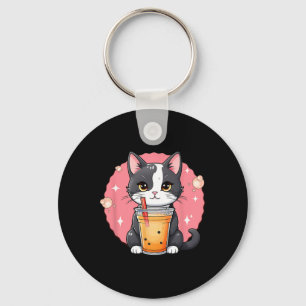 Niedlich Kawaii Cat Boba Tea Japanischer Stil Tuxe Schlüsselanhänger