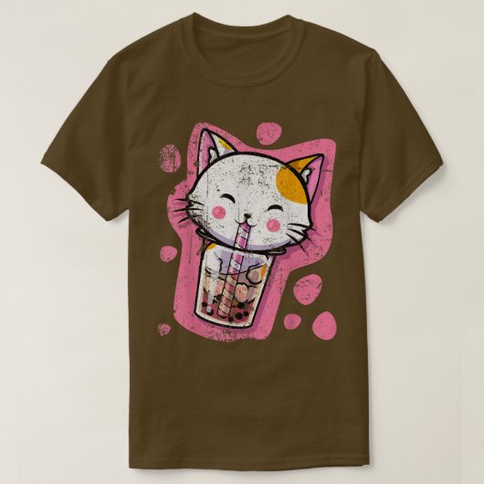 Niedlich Kawaii Cat Bubble Tee Japanisch Anime Fra (Design vorne)