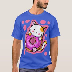 Niedlich Kawaii Cat Donut Japanisch Anime Frauen o T-Shirt