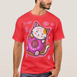 Niedlich Kawaii Cat Donut Japanisch Anime Frauen o T-Shirt