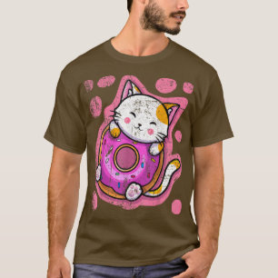 Niedlich Kawaii Cat Donut Japanisch Anime Frauen o T-Shirt