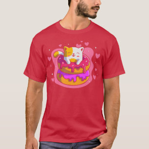 Niedlich Kawaii Cat Donut Japanischer Anime Style  T-Shirt