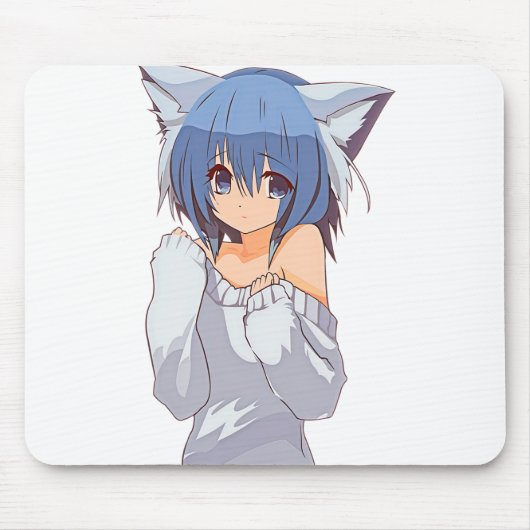 Niedlich Kawaii Cat Girl Waifu Mousepad (Vorne)