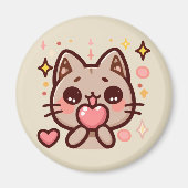 Niedlich Kawaii Cat Holding Heart Magnet (Vorne)
