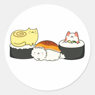 Niedlich Kawaii Cat-lifornia Sushi Roll Runder Aufkleber