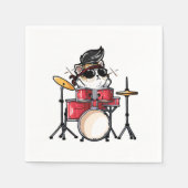 Niedlich Kawaii Cat Playing Drums Trommler Katzen Serviette (Vorderseite)