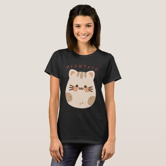 Niedlich Kawaii Cat Potato Mashup T-Shirt (Vorne ganz)