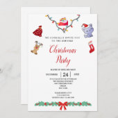 Niedlich Kawaii Cat Reindeer Lovers | Weihnachten Einladung (Vorne/Hinten)