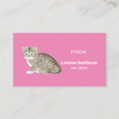 Niedlich Kawaii Cat Sitter Pink Visitenkarte (Vorderseite)